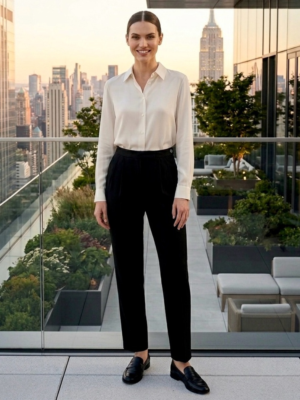 Black High-Waist Tailored Cropped Trousers - Women's Work Trousers
